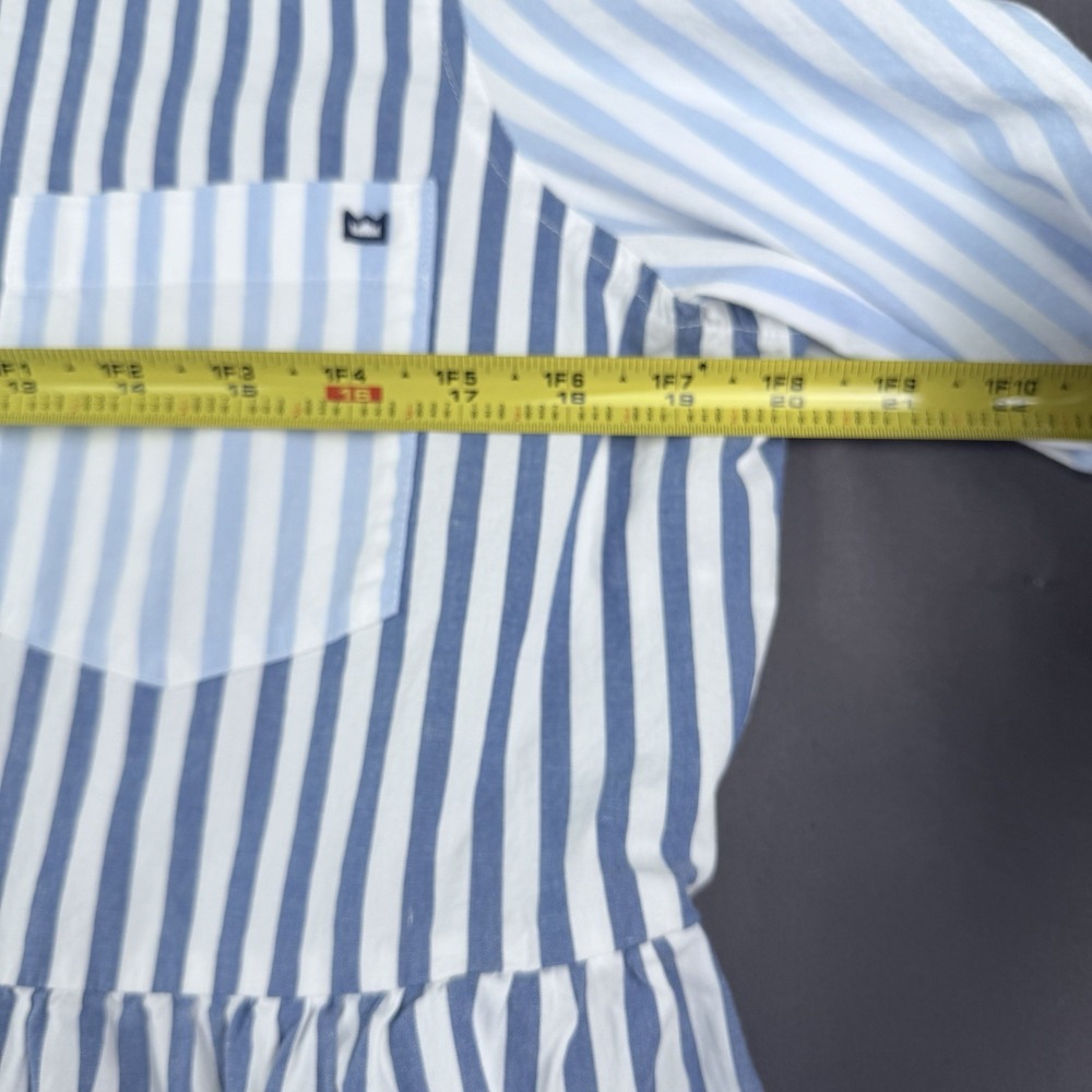 Crown & Ivy Shirt Dress Blue White Striped Button Collared Long Sleeve Cotton M - Picture 9 of 12